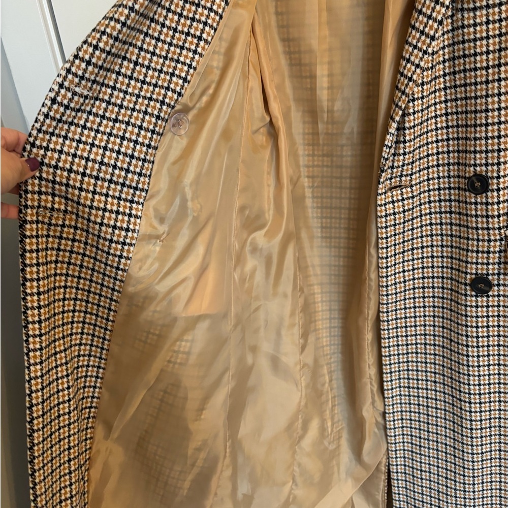 NWT Nasty Gal houndstooth Double-Breasted Trench Coat - Picture 5 of 9